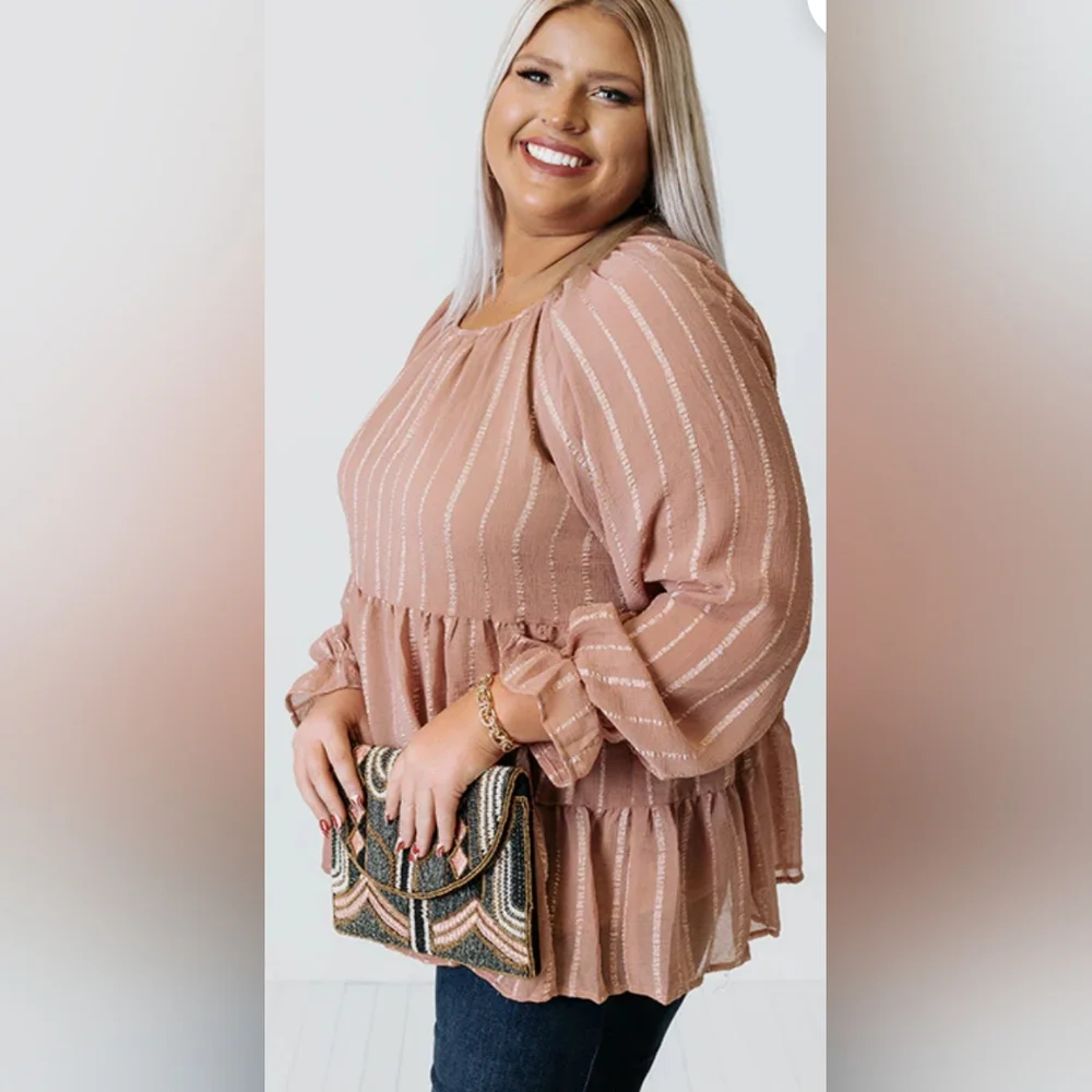 🆕Andree By Unit Long Sleeve Peplum Blouse - Picture 4 of 11